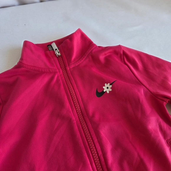 Nike Jackets & Blazers - Nike Girls Pink Daisy Swoosh Ruffle Hem Track Jacket Full Zip Size 4T